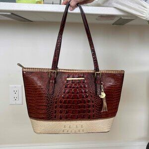 Brahmin Medium Asher Tote in Pecan Melbourne & Ivory (EUC)